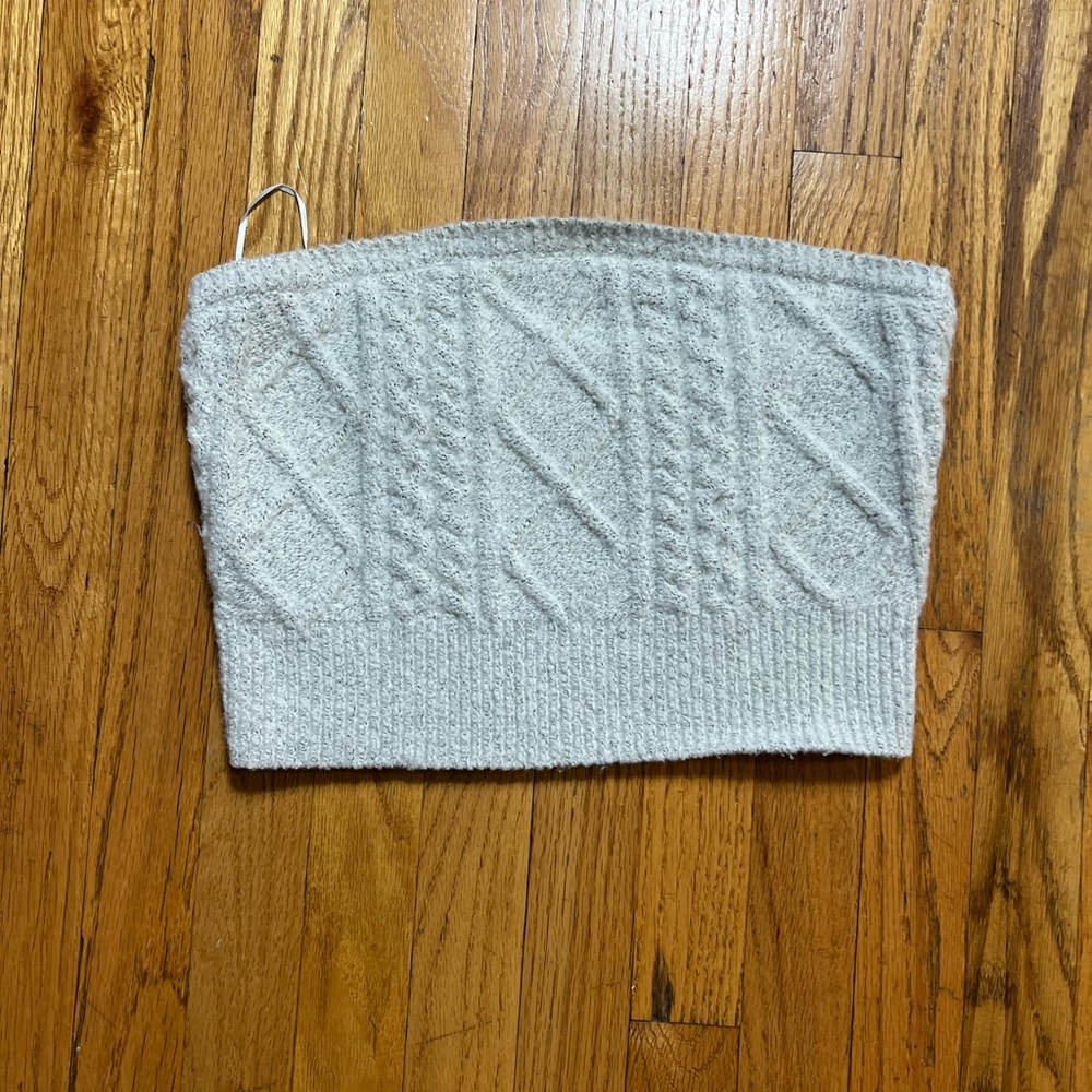 Cozy Cable Knit Tube Top - Ivory